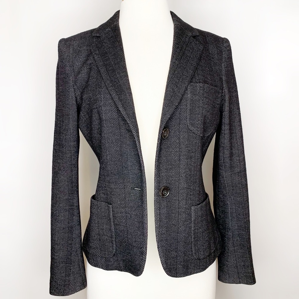 THEORY Wool Blend Herringbone Blazer Size 8